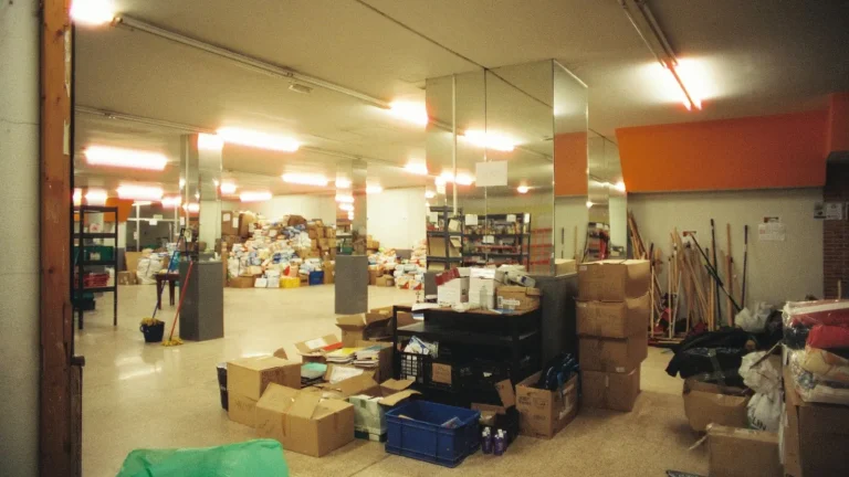 Stockroom with shelving and boxes, commercial pest control in Monroe, LA